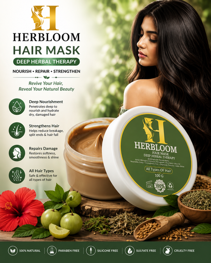 🌿 HERBLOOM Hair Mask – Deep Herbal Therapy