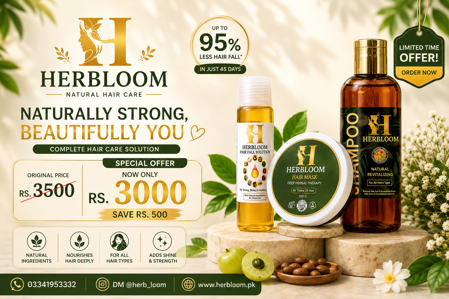 🌿 HERBLOOM Complete Hair Care Pack